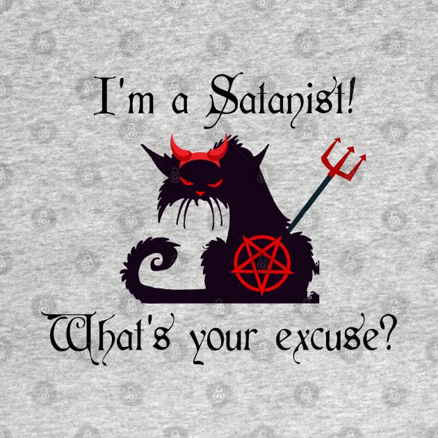 I'm a Satanist! What's your excuse? Cute Cat with Devil Horns by TraditionalWitchGifts